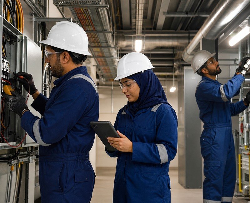 MSCC MEP technicians inspecting building systems